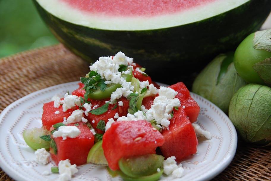 watermelon and tomatillo salad