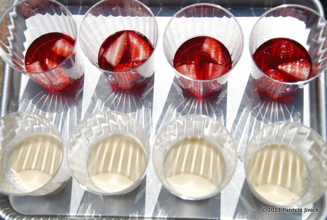 Tres leches and Strawberry Jello on Tray