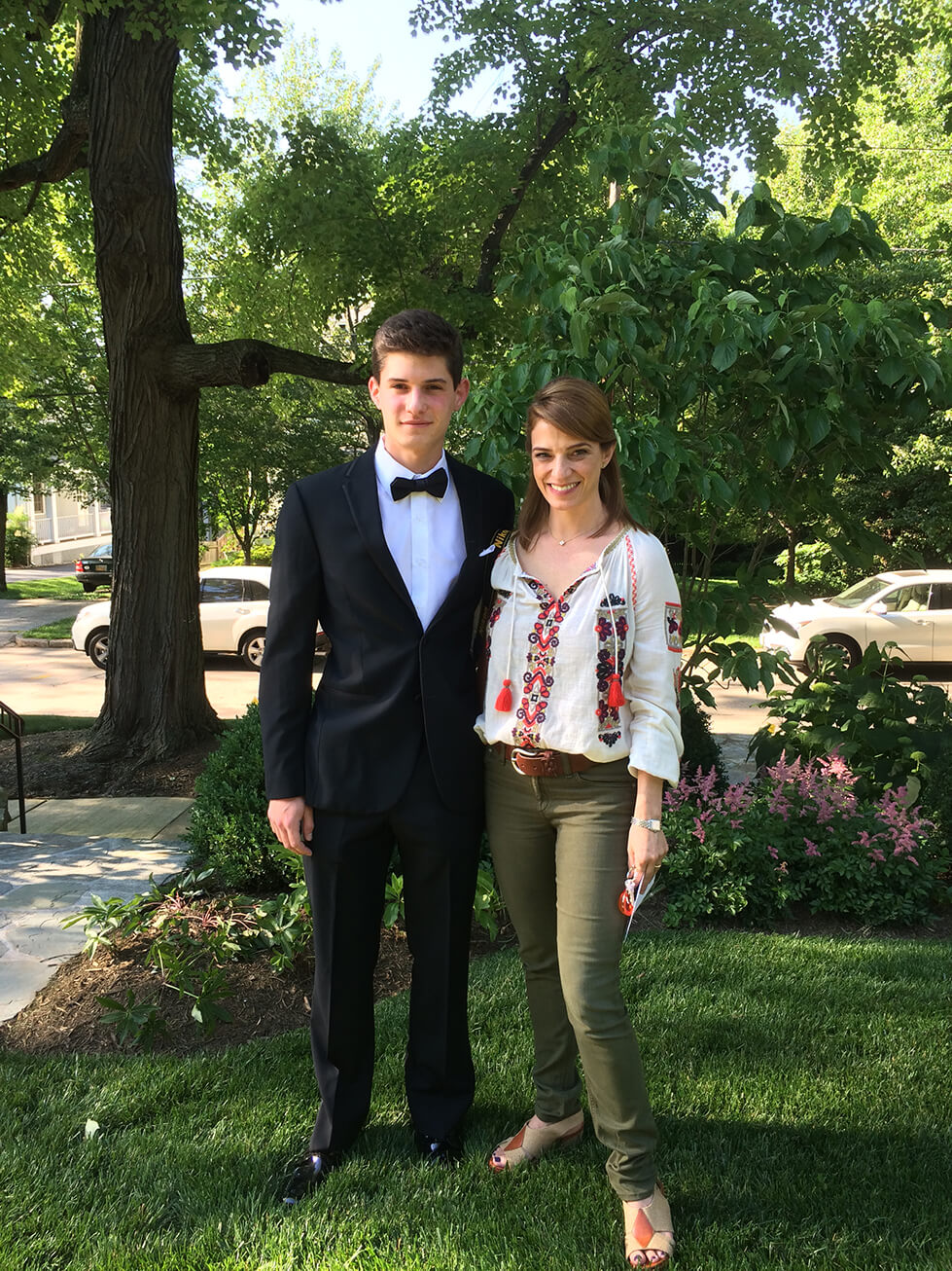 Pati Jinich with her son before his prom
