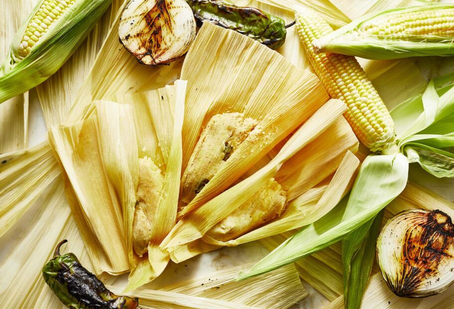 Corn, Cheese and Chile Verde Tamales