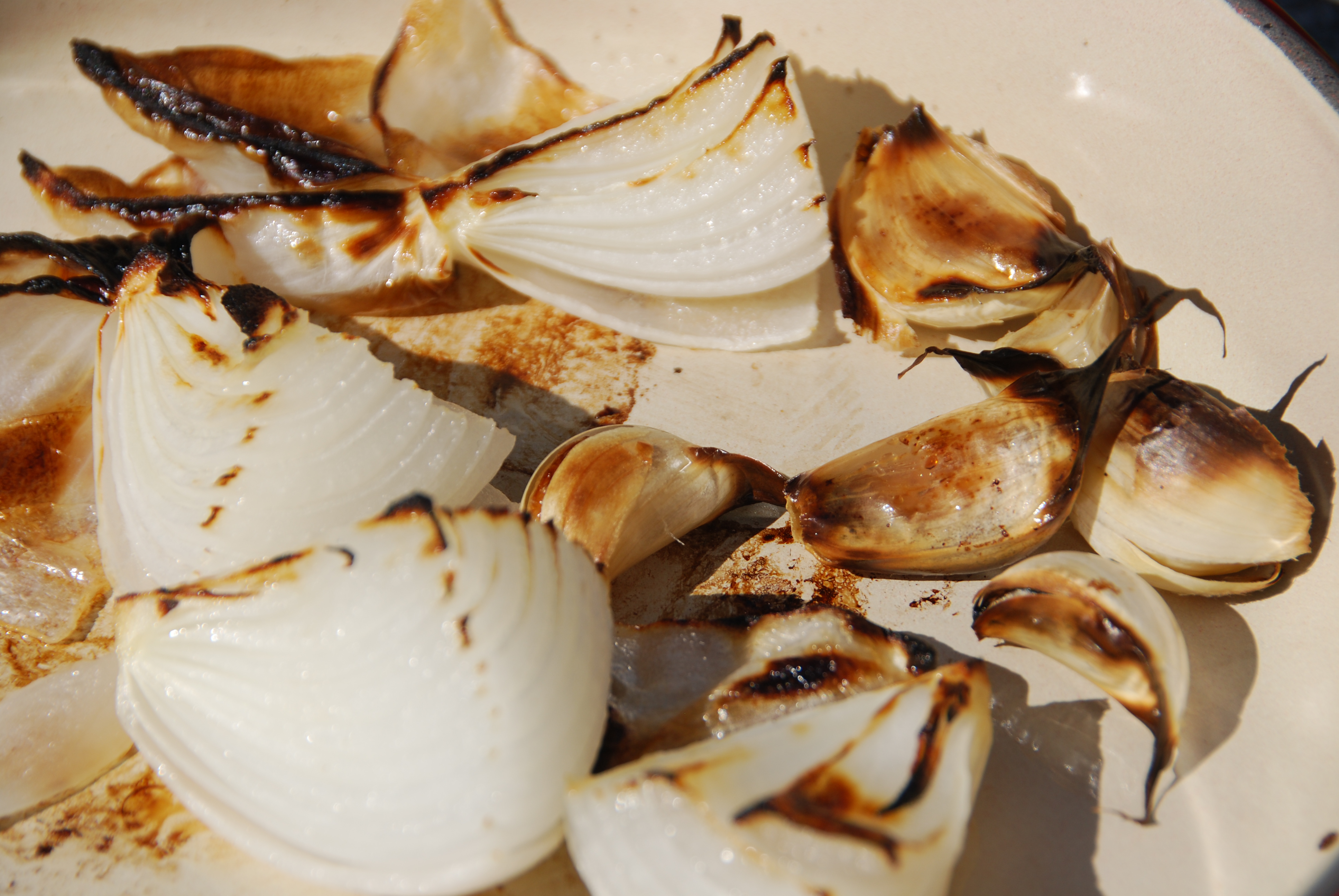 charred onion and garlic
