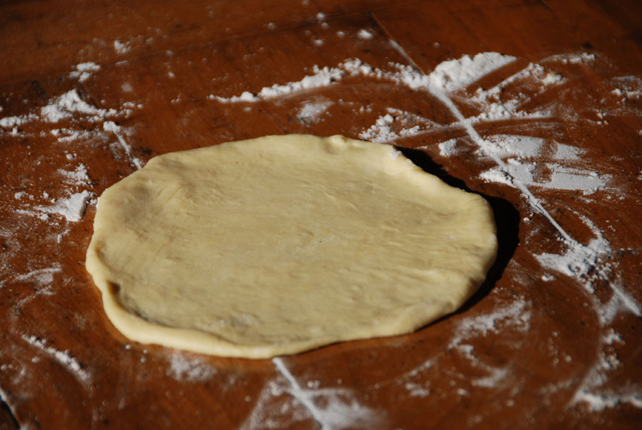 bunuelos dough flattened