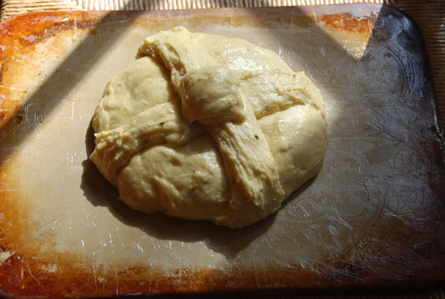pan de muerto dough with shaping