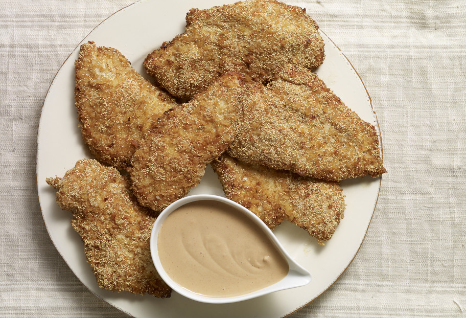Amaranth and Panko Crispy Chicken with a Sweet and Spicy Crema Dipping Sauce