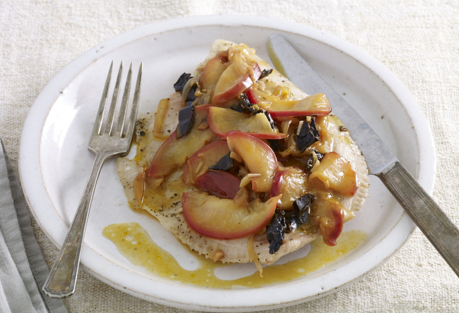 Tilapia with Plums, Pasilla and Tequila