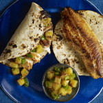 adobo fish tacos with grilled pineapple salsa