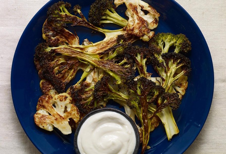 Roasted Broccoli and Cauliflower with Queso Cotija dressing recipe