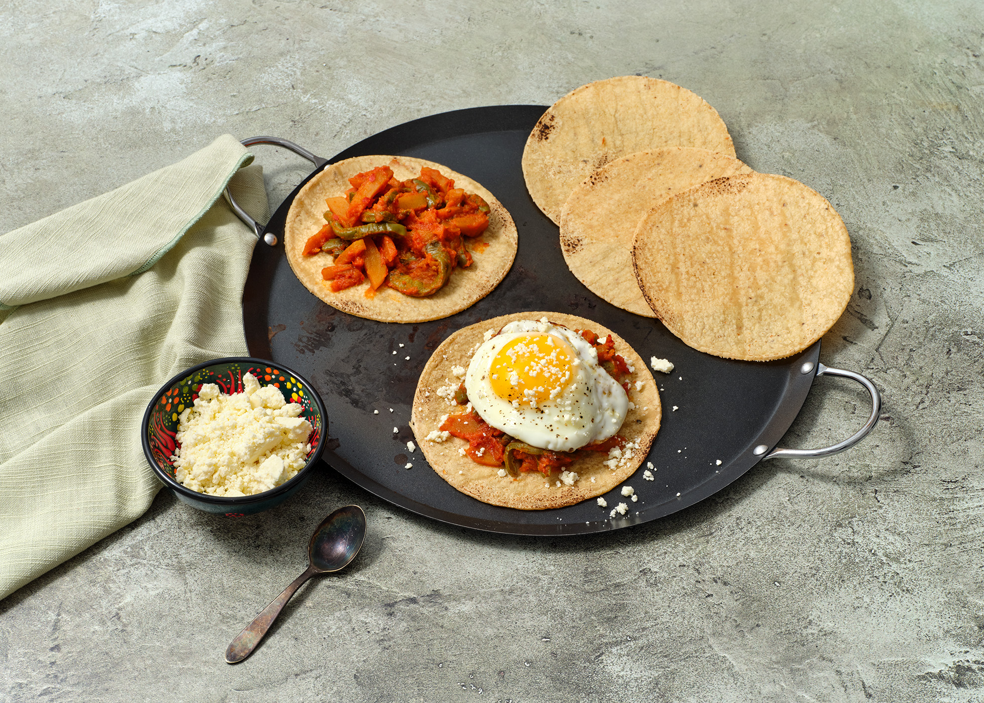 Tacos de Papa, Nopal y Huevo